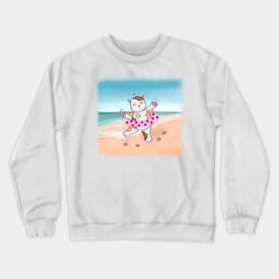 Cat Is Having Vacation At Beach Crewneck Sweatshirt